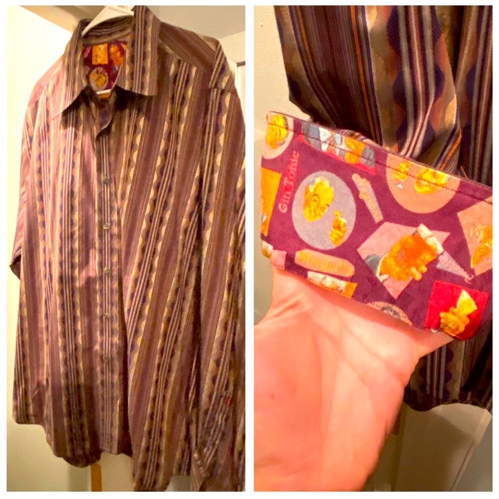 Mens Robert Graham Vintage Style Shirt with Cocktail Cuff